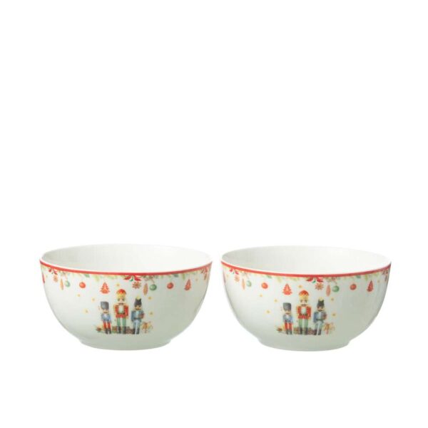 BOX OF 2 BOWL NUTCRACKER CERAMICES WHITE