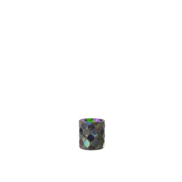 TEALIGHT HOLDER MOSAIC GLASS PURPLE SMALL