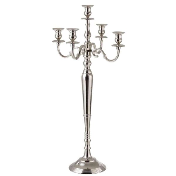 CANDLEHOLDER 5 ARMS CLASSIC ALUMINIUM SILVER LARGE