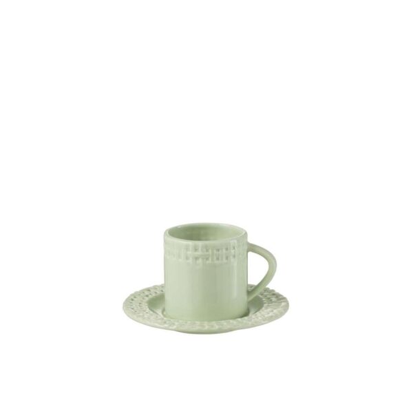 CUP AND SAUCER CERAMIC GREEN