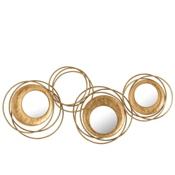 WALL DECORATION CIRCLES IRON/GLASS GOLD