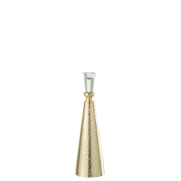 CANDLEHOLDER TAPE ALUMINIUM/GLASS GOLD/TRANSPARENT LARGE