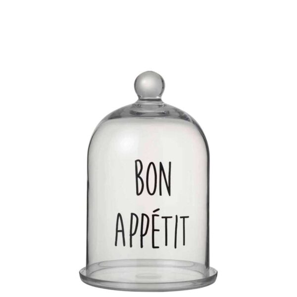 GLASS BELL BON APPETIT ROUND GLASS TRANSPARENT/BLACK