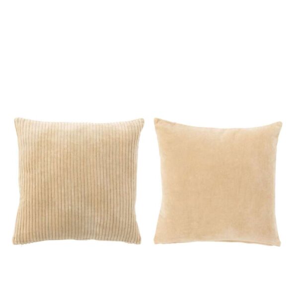 CUSHION VELVET SQUARE COTTON BEIGE ASSORTMENT OF 2
