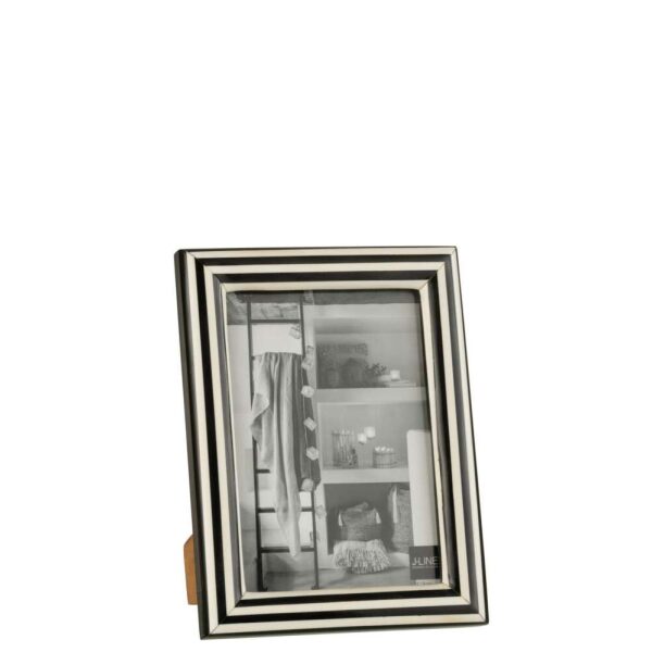 PHOTOFRAME RECTANGLE LINES RESIN BLACK/WHITE LARGE