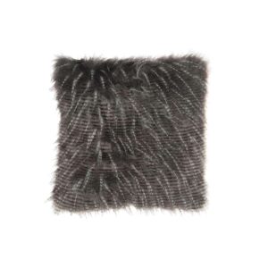 CUSHION THICK STRIPES FAKE FUR WHITE/GREY