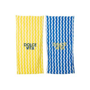 BEACH TOWEL DOLCE VITA TERRY/COTTON BLUE/YELLOW ASSORTMENT OF 2