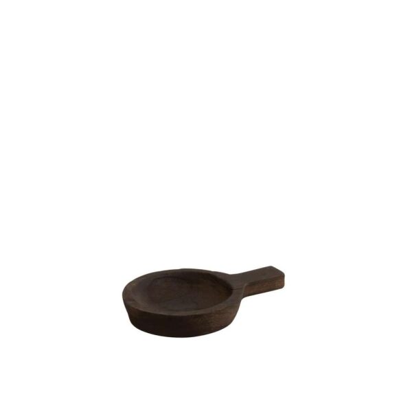 DISH ROUND HANDLE PAULOWNIA WOOD DARK BROWN SMALL