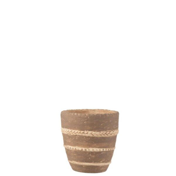 FLOWERPOT BRAIDED TERRACOTTA BROWN LARGE