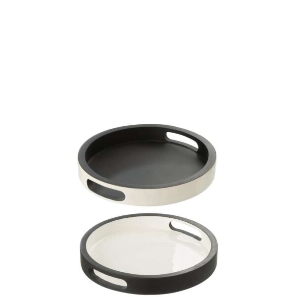 TRAY VIK WOOD BLACK/WHITE ASSORTMENT OF 2