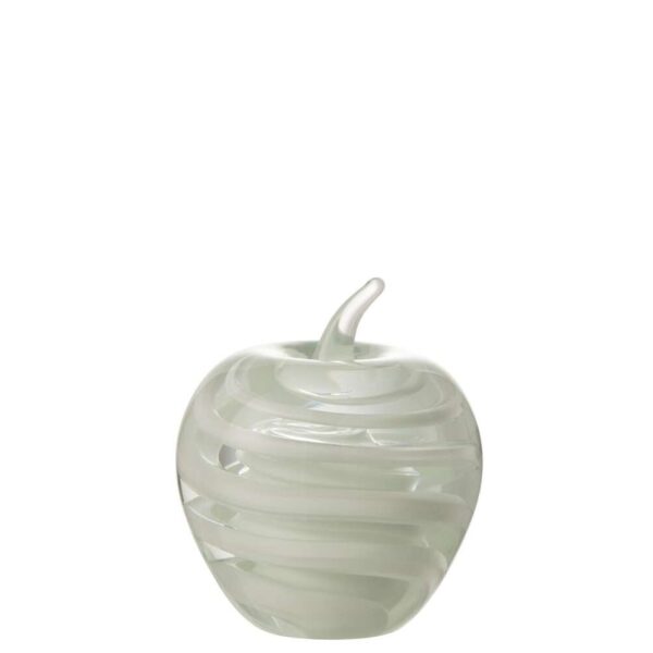 PAPERWEIGHT APPLE GLASS WHITE LARGE
