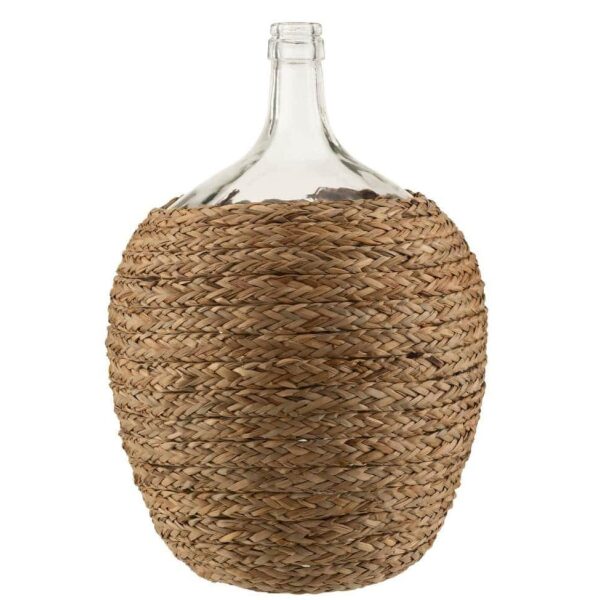 BOTTLE COVERED GRASS/GLASS NATURAL LARGE