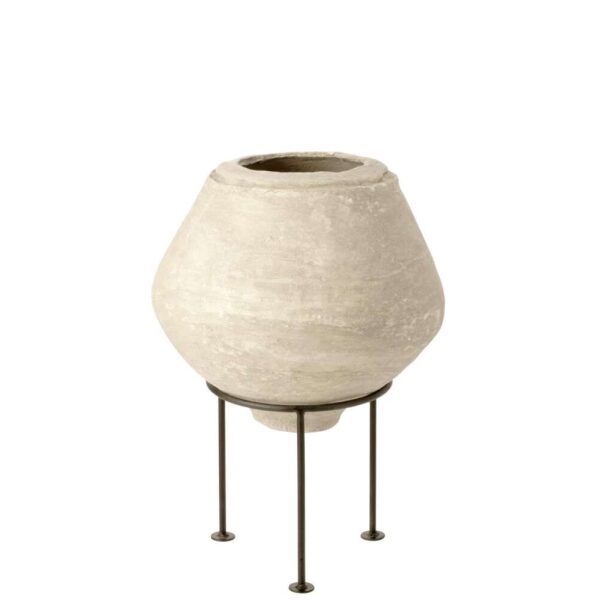 POT ON FOOT CHAD PAPIER MACHE WHITE