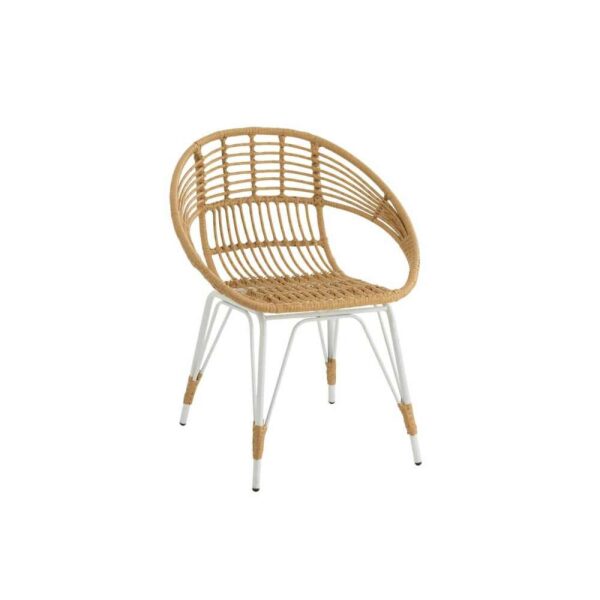 CHAIR JEANNE OUTDOORS MET/RATTAN NATURAL/WHITE