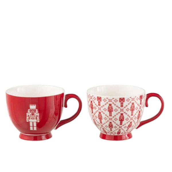 BOX OF 2 JUMBO MUG NUTCRACKERS WINDOWNBOX CERANMICS RED