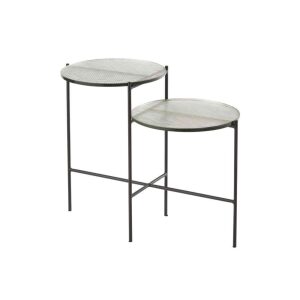 SIDE TABLE 2LEVELS ROUND GLASS/IRON TRANSPARENT/BLACK