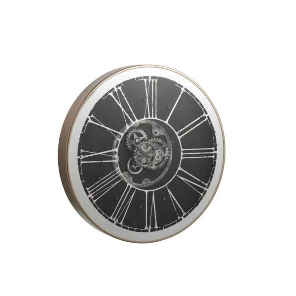 CLOCK ROUND+LED MECHANICS MIRROR SILVER/CHAMPAGNE