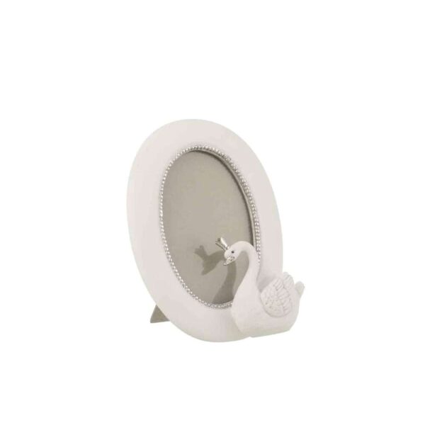 PHOTO FRAME SWAN POLY WHITE/SILVER