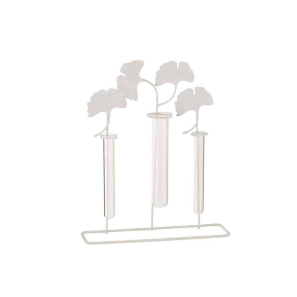 VASE 3 HOLDERS FLOWERS METAL WHITE