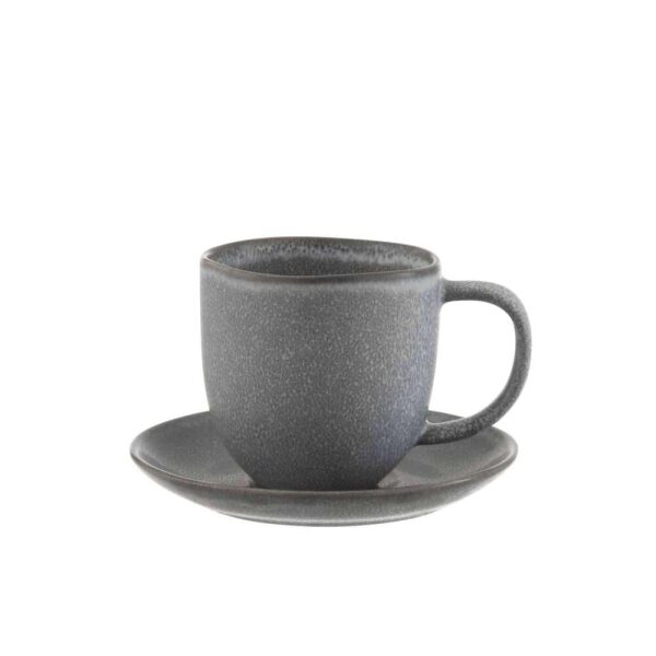 MUG+COASTER LOUISE CERAMIC GREY