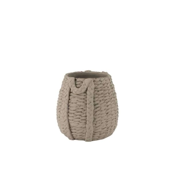FLOWERPOT WOVEN CEMENT GREY MEDIUM