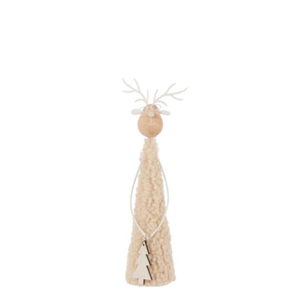 REINDEER DECO TEDDY METAL/WOOD BEIGE/NATURAL SMALL