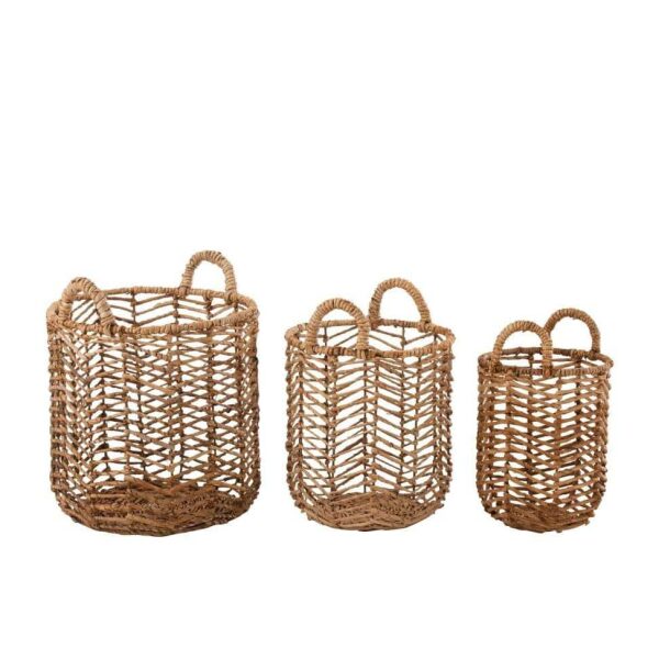 SET OF 3 BASKETS BANANAS LEAVES NATURAL