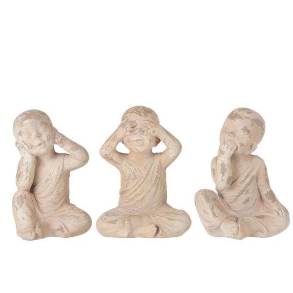 MONNIK SEE/HEAR/SPEAK NO EVIL POLY BEIGE/SALMON LARGE ASSORTMENT OF 3