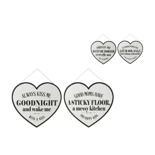 PLACARD TEXTS ENGLISH/FRENCH METAL WHITE/BLACK ASSORTMENT OF 2