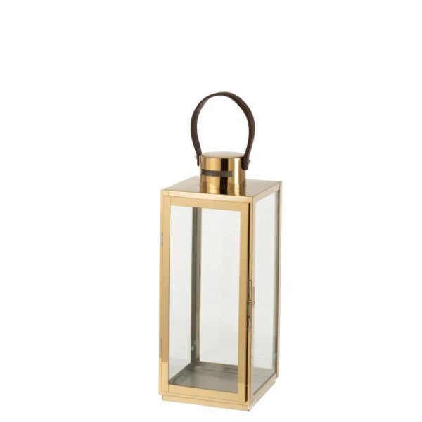 LANTERN SQUARE METAL/GLASS GOLD