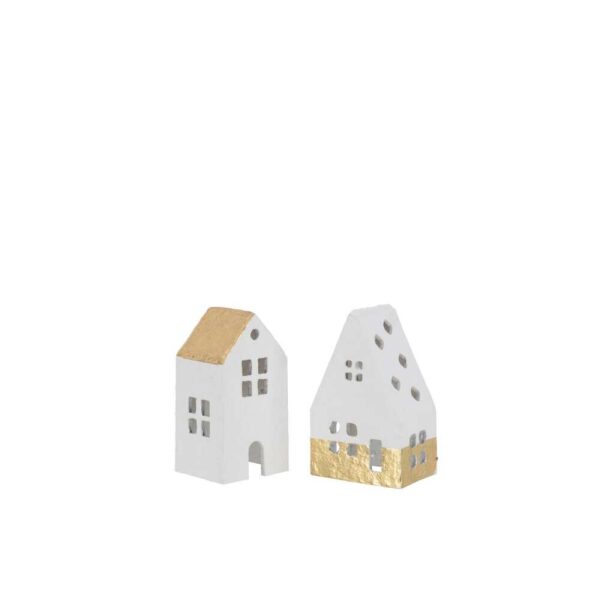 HOUSE COTTON MACHE WHITE WITH GOLD SMALL ASSORTMENT OF 2