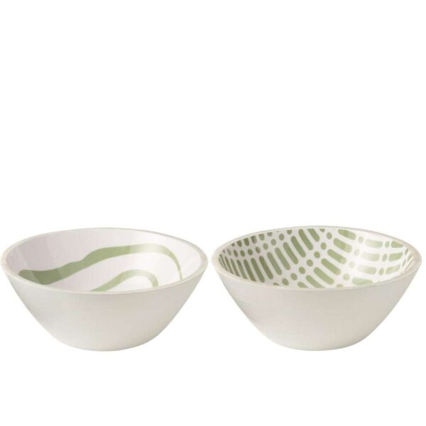 BOWL MANGO WOOD GREEN/WHITE LARGE ASSORTMENT OF 2