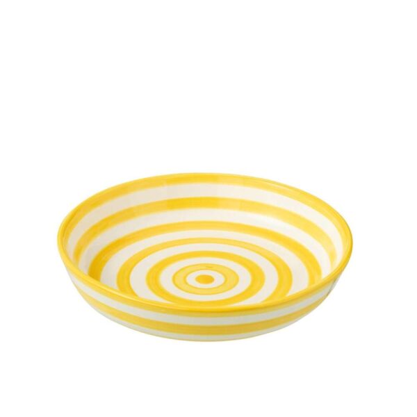 BOWL GRANADA STRIPES LOW CERAMIC WHITE/YELLOW LARGE