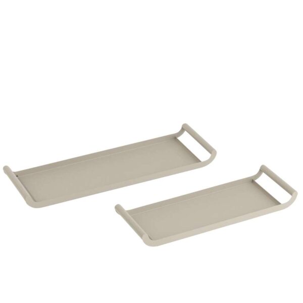 SET OF 2 TRAYS RECTANGLE METAL GREY