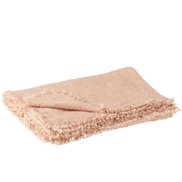 PLAID FRINGE COTTON POLYESTER LIGHT PINK