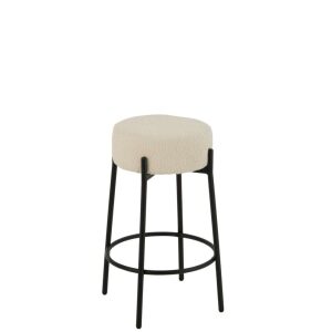 BAR STOOL BOUCLE PLYWOOD/POLYESTER WHITE/BLACK