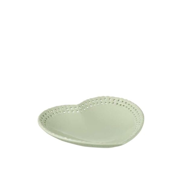 PLATE HEART SHAPE CERAMIC GREEN
