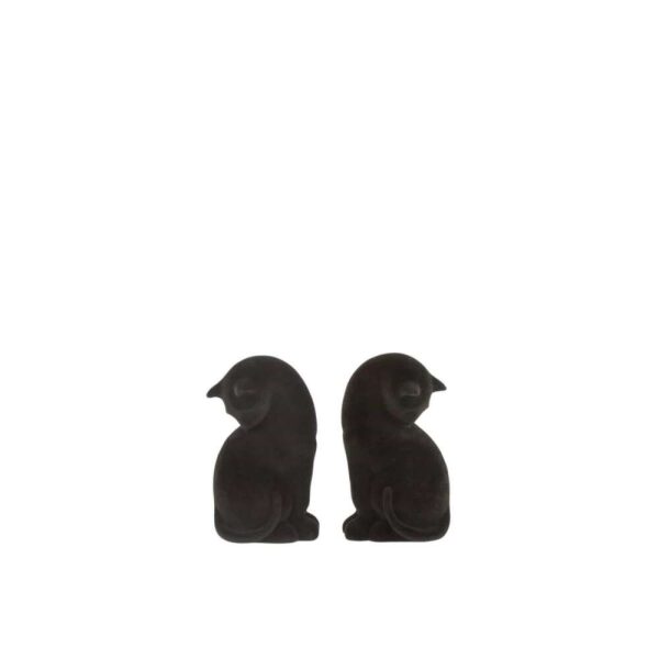 SET 2 BOOKEND CAT POLY VELVET BLACK