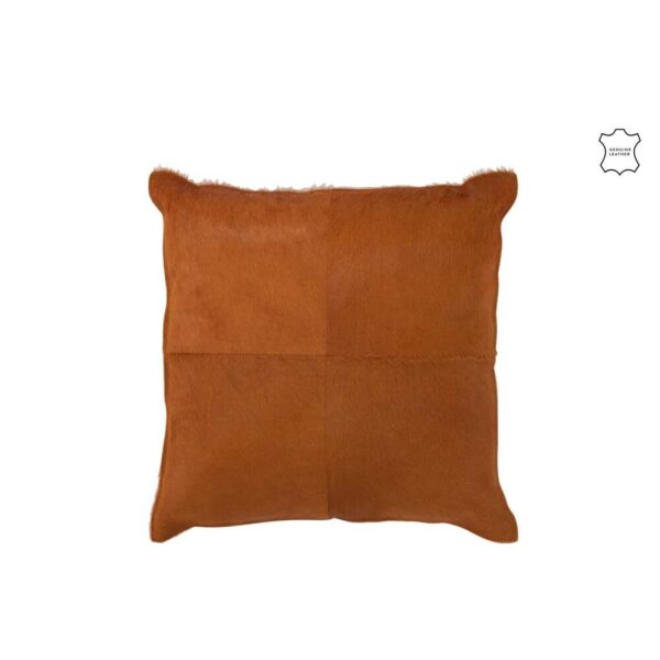 CUSHION COWHAIR LEATHER CAMEL