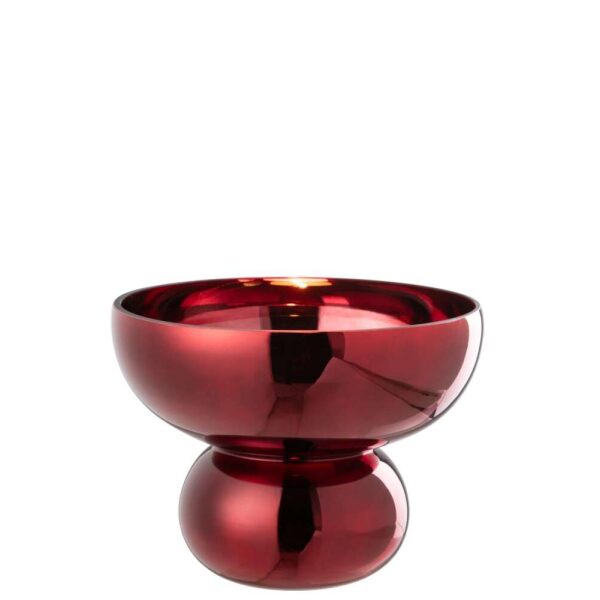 BOWL ROUNDED FOOT GLASS DARK RED