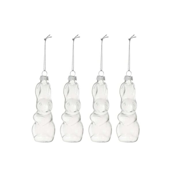 BOX OF 4 RABBIT HANGER GLASS TRANSPARENT