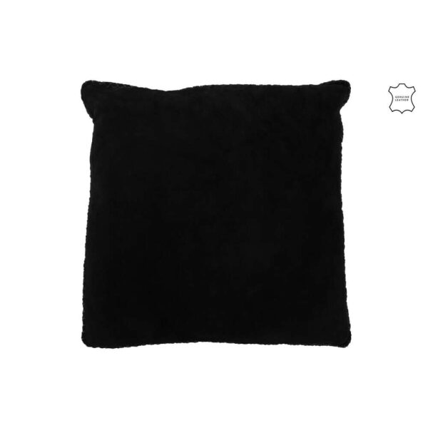 CUSHION WOVEN LEATHER BLACK
