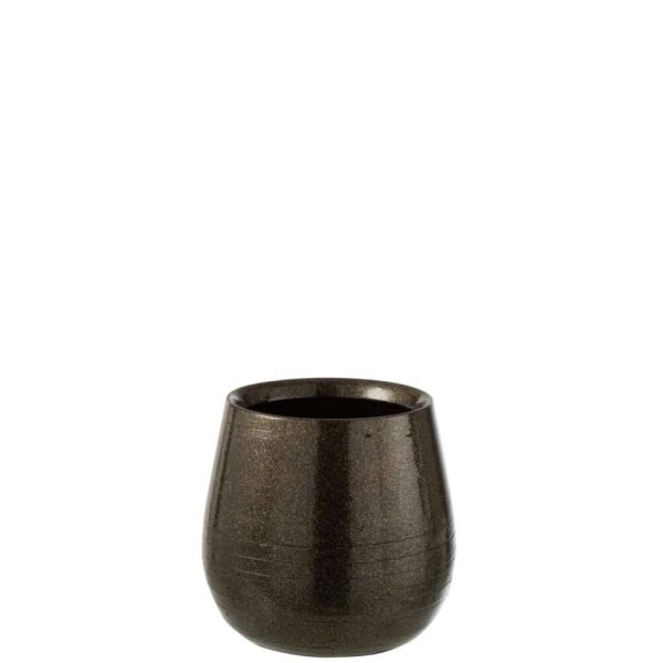 FLOWERPOT SHINY CERAMIC GREEN/GOLD MEDIUM