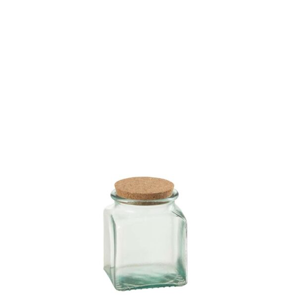 STORAGE JAR SQUARE CORK RECYCLED GLASS