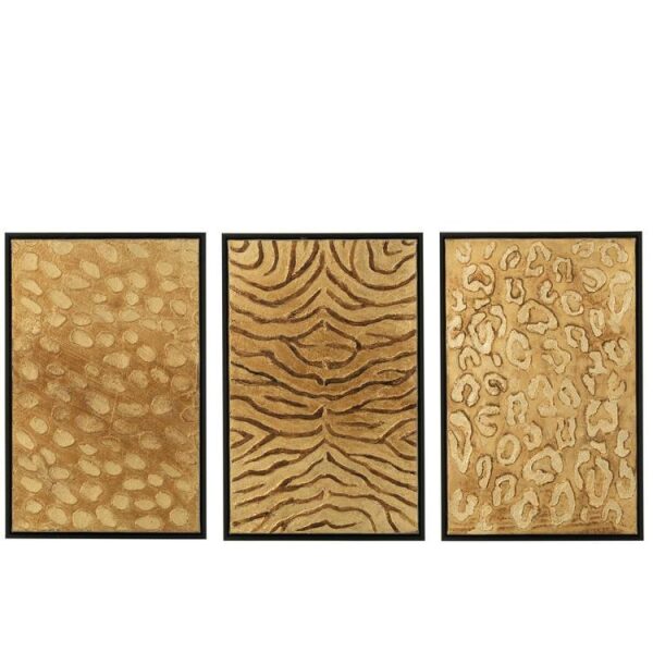 PAINTING ANIMAL PRINTING WOOD/CANVAS BLACK/GOLD ASSORTMENT OF THREE