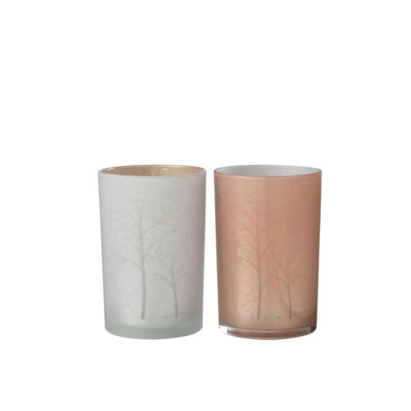 HURRICANE TREE GLASS WHITE/SALMON LARGE ASSORTMENT OF 2