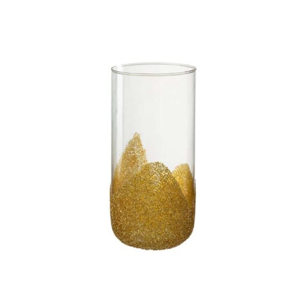 CANDLEHOLDER STRASS GLASS TR/GOLD LARGE