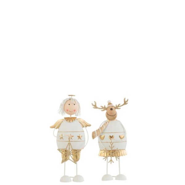 ANGEL/REINDEER METAL WHITE/GOLD SMALL ASSORTMENT OF 2