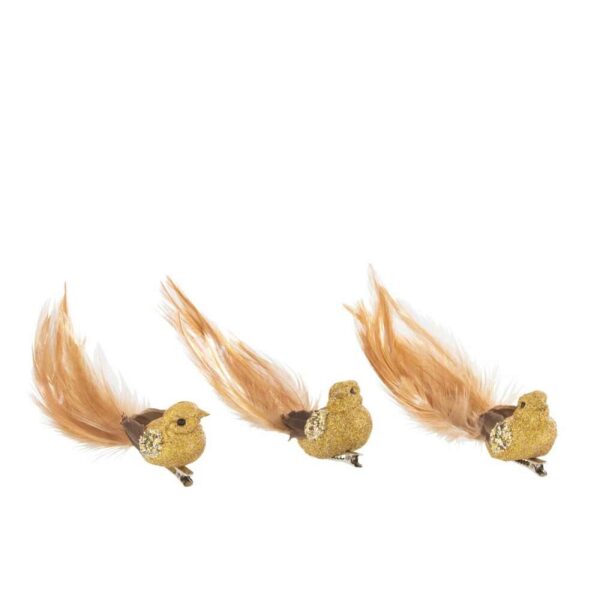 BIRD+CLIP GLITTER OCHRE ASSORTMENT OF 3