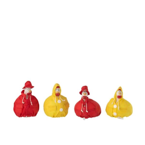 CHICKEN RAINCOAT CERAMIC RED/YELLOW SMALL ASSORTMENT OF 4